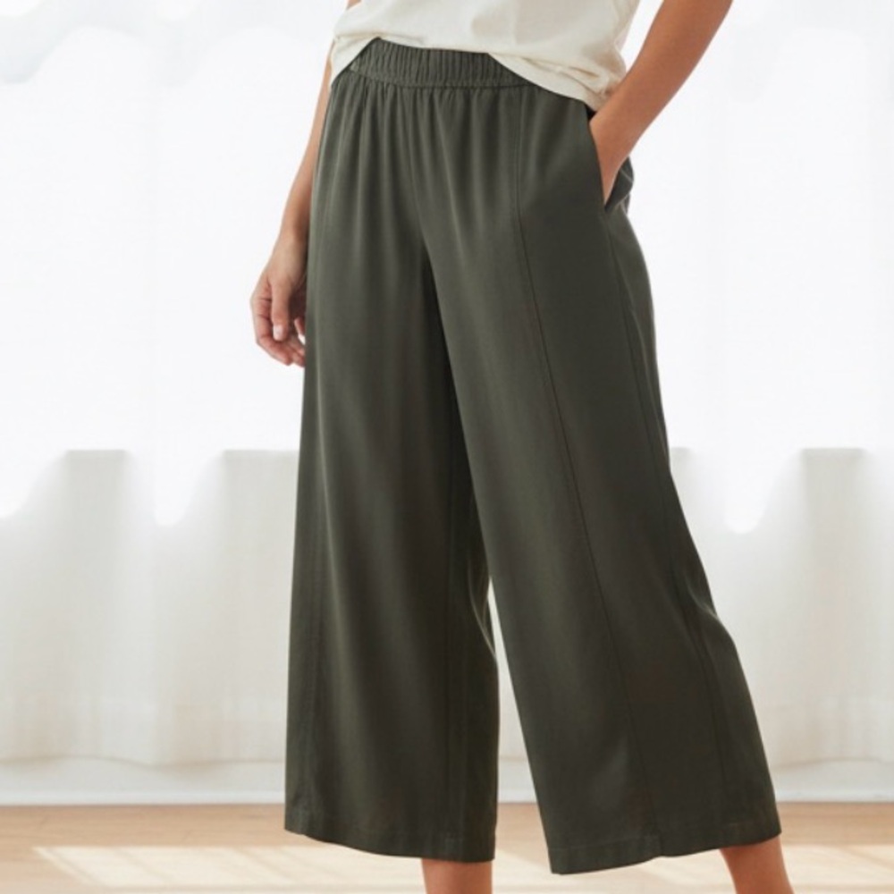 GS GLOBAL Wide Leg Forest Green Harajuku Lyocel Baggy Korean Sport Pants M NWOT